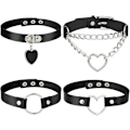 Miniatyrbillede 1 af 6: 4 Stykker Læder Choker Halskæde, Farverige Punk Style Gotiske Choker Halskæder PU Læder Choker Halskæder til Kvinder Tilbehør