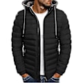 Miniatyrbilde 3 av 5: Herrejakke Løs Passform Hvit Duckdown Fortykket Hettejakke Vinterantrekk XL Black