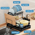 Miniatyrbild 4 av 5: 1pc Diskställ för köksbänk över diskho, större 2-vånings diskställ avloppssats med dubbelskikts skålställ