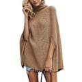 Miniatyrbild 1 av 5: Kvinnors Modekappa Toppar Med Hög Krage Basic Daglig Stickning Tröja Cape Stil L Camel