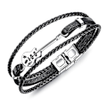 Miniatyrbild 1 av 5: 21cm Gitarr Armband Läder Flätad Rep Flerskikts Armband Present Till Män