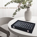 Miniatyrbillede 4 af 5: Ring Smykke Organizer Boks, 100 Slots Ringe Display Opbevaringskasse Øreringe Showcase - Sort Fløjl Smykkestativ Holder Bakke Med Gennemsigtigt Glaslåg -