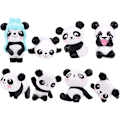 Miniatyrbillede 3 af 5: Sæt med 8 søde panda-dyreminiaturer til dekoration, figurlegetøj, gør-det-selv