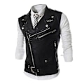 Miniatyrbild 1 av 5: Herr Läder Motorcykel Väst, Svart Ridning Biker Faux Läder Västar Black L