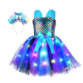 Miniatyrbild 1 av 5: Flickande sjöjungfru kostym LED ljus upp prinsessa Tutu klänning Black style2-M