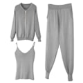 Miniatyrbild 1 av 5: 2021 vår outfit dammode tredelad kostym väst stickad kappa elastisk L Gray