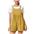 Miniatyrbillede 1 af 4: Dame Ærmeløs Justerbar Overalls Jumpsuit Yellow M