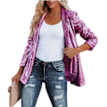 Miniatyrbild 1 av 5: Kvinnors Sequinjacka, Glitter Sparkle Casual Långärmad Blazerrock Pink M