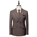 Pikkukuva 2 / 5: Miesten Ruudullinen 3-osainen Puku Slim Fit, Kaksoisrintainen Ruudullinen Pukusetti Dark Grey XS