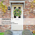 Miniatyrbilde 4 av 5: Blomsterkrans, 35 cm vårkrans med grønne blader og blomster, bondegårdskrans til inngangsdør, blomsterkrans, hjemmeinnredning, tusenfryd dekor