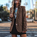 Miniatyrbild 2 av 5: Kvinnor Leopard Print Blazer Långärmad Arbetskontor Lady Slim Ytterkläder Rock Ny L A