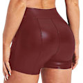 Miniatyrbild 2 av 5: Kvinnors flexibla shorts i konstläder, hög midja, sexiga discoshorts Red S