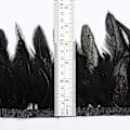 Miniatyrbillede 2 af 5: Hane Hackle Fjer Frynser Trim - Naturlig Fjer Trim Til Håndværk Syning Kostume Bredde 5-7 Tommer Pakke Med 5 Yards (sort)