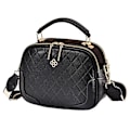 Miniatyrbillede 1 af 5: Ny Enkel Ternet Dame Lille Firkantet Taske Kunstlæder Hånd Bill Skuldertaske Crossbody Taske black