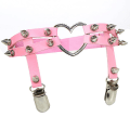 Miniatyrbilde 2 av 5: 2 stk. Rosa og blå kvinne jente sexy lær hjerte strømpebånd Punk Rock Nagle Stud Leg Ring