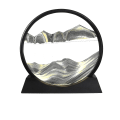 Miniatyrbild 1 av 2: Rörlig sandkonstbild Rund glas 3d djuphavs sandscape flytande sandram heminredning Black 12 inch