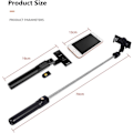 Pikkukuva 5 / 5: 360° kääntyvä Bluetooth Selfie-keppi, teleskooppinen puhelinpidikkeellä, 3-in-1 jalusta Monopod, langaton kaukosäädin