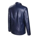 Miniatyrbild 2 av 5: Herr Casual Notch Krage 2 Knapp Slim Faux Läder Blazer Kostym Jacka Navy S