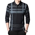 Miniatyrbillede 1 af 5: Langærmet poloshirts til mænd, afslappede stilfulde skjorter Grey XL