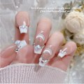 Miniatyrbild 4 av 5: 1200 st vita nageldekorationer Flatback måne/ovala former 3d nageldekorationer material utsmyckningar för nagelkonst DIY-hantverkstillbehör 6*8.5MM