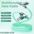 Pikkukuva 3 / 5: AHASTYLE XC04 1m PD 27W Datakaapeli USB-A/Type-C - Type-C/IP Latauskaapeli - Vihreä Green