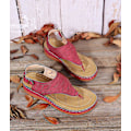 Miniatyrbild 2 av 5: Dam Solid Color Broderade Flip Flop Sandaler Strandtofflor 086 Red EU 41