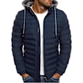 Miniatyrbilde 1 av 5: Herrejakke Løs Passform Hvit Duckdown Fortykket Hettejakke Vinterantrekk 3XL Navy Blue