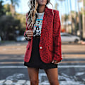 Miniatyrbillede 3 af 5: Dame Leopard Print Blazer Langærmet Arbejde Kontor Dame Slim Yderbeklædning Frakke Ny XL A