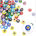 Miniatyrbild 4 av 5: 5 Strängar 6mm Millefiori Lampwork Glaspärlor Platta Runda Distanspärlor för Smyckestillverkning