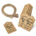 100-pack med festonformade presentlappar i kraftpapper, bruna, 5 x 3 cm, med snöre