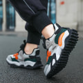 Miniatyrbilde 5 av 5: Basketballsko for gutter, høyt overdel, pustende sportsko, sklisikre, trendy sneakers 8952 Green EU 34
