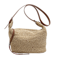 Miniatyrbild 1 av 5: halmväska strandväskor för kvinnor, sommar halm crossbody väska strandväska med dragkedja handgjord vävd axelväska med tofsar halmhandväskor beige