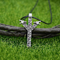 Miniatyrbild 1 av 5: Nordiska Runor Algiz Skydd Amulett Varg Huvuden Talisman Viking Halsband Hänge Smycken Rope Chain Silver