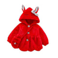 Miniatyrbillede 1 af 5: Piger Varm Vinterfrakke Hætte Faux Pels Fleece Jakke Til Småbørn Baby Red 110