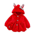 Pikkukuva 1 / 5: Tyttöjen lämmin talvitakki hupulla, tekoturkista fleece-takki taaperoille ja vauvoille Red 110