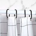 Miniatyrbild 4 av 5: 12-pack duschdraperiringar i plast, duschdraperiringar, krok, badgardin, ögla, klämma, glid, badrum, dusch, fönsterstång (svart)