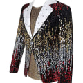Miniatyrbillede 3 af 5: Herre Pailletjakkesæt Smokingjakke, Party Show Punk Prom Scene Blazer Red 3XL