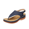 Miniatyrbild 1 av 5: Dam Solid Color Broderade Flip Flop Sandaler Strandtofflor 086 Blue EU 44