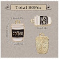 Miniatyrbild 2 av 5: 1 Ask 80 st Kaffeberlocker Bulk Mini Kaffekopp Berlock med Ordet Kokosnöt Söt Legering Emalj Guld Brun Café Dryck Berlocker