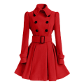 Miniatyrbild 5 av 5: Dam vinterrockar dubbelknäppt elegant vintage mode filt trenchcoat M White