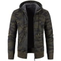 Miniatyrbild 3 av 5: Herr Casual Stickade Hoodies Med Fickor Dragkedja Långärmad Fleece Sweatshirt Vinter L Beige
