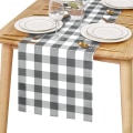 Miniatyrbilde 1 av 4: Homes Bordløper For 8-seters Spisestue - Rustikk Landstil Dekor Miljøvennlig Bomull, Dekorativ Homespun Rutete Klut For Fest, Restaurant & Utendørs grey 33x183cm