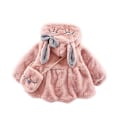 Miniatyrbillede 2 af 5: Piger Varm Vinterfrakke Hætte Faux Pels Fleece Jakke Til Småbørn Baby Red 110