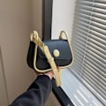 Miniatyrbild 3 av 5: Ny trendig mode enkel axelväska fritid pendlare konstläder axelväska black