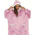Miniatyrbillede 2 af 5: Casual loungewear-morgenkåbe i store størrelser, tyk Sherpa fleece varm ekstra lang oversized bærbar tæppe til damer med lommer (længde: 150 cm) Pink