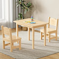 Miniatyrbillede 1 af 5: Børnebord og stolesæt, Børnebord i massivt fyrretræ og 2 stolesæt, Toddler skrivebord, Toddler bord og stolesæt