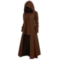 Miniatyrbillede 3 af 5: Dame Hætte High Low Drop Shoulder Lang Sweater Vintage Langærmet Fest 2XL Coffee