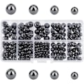 Miniatyrbild 1 av 5: Svarta Hematitpärlor 316 st 4 Storlekar Runda Ädelstenspärlor Lösa Pärlor med 1~2mm Hål för Örhängen Armband Halsband Smycken DIY Hantverk Tillverkning 4mm 6mm