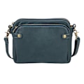 Miniatyrbild 1 av 5: Crossbody PU-läder axelväska för kvinnor, casual elegant, flerskiktskopplingar Blue