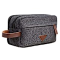 Miniatyrbild 5 av 5: Herr Resväska Toalettväska Med Dubbla Fack Canvas Läder Kosmetisk Makeup Organizer Rakning Dopp Kits - Svart